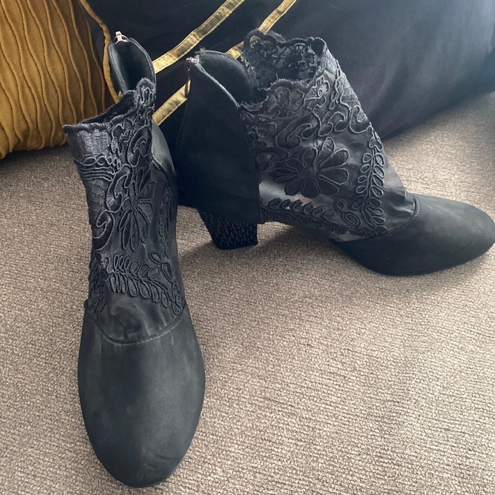 Suede and Lace Ankle Boot